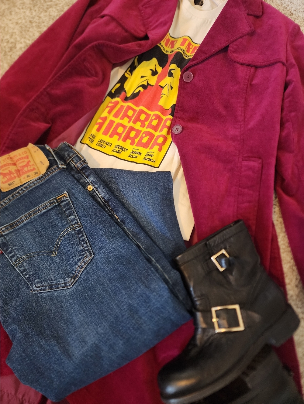 ⚡️ESPRIT VTG RARE 80'sMagenta Pink Velvet Long Trench Coat Y2K INDIE SLEAZE L💘 - Picture 10 of 10